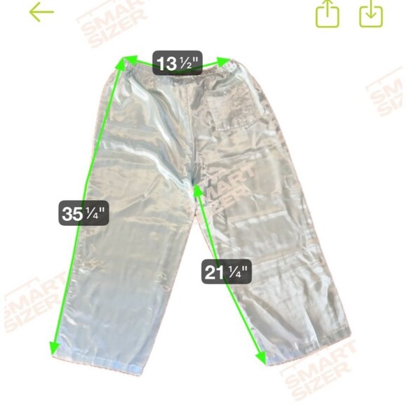 Vanity Fair Pajama Set Silky Mint Green Embroidered Med (10-12) Button Pockets - Picture 13 of 13